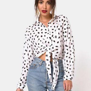Liz | Polka Dot Waist Tied Blouse